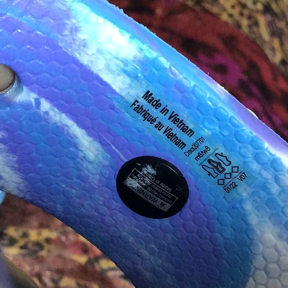 Crocs Blue and Purple Slide Sandals. NWOT - Picture 5 of 6